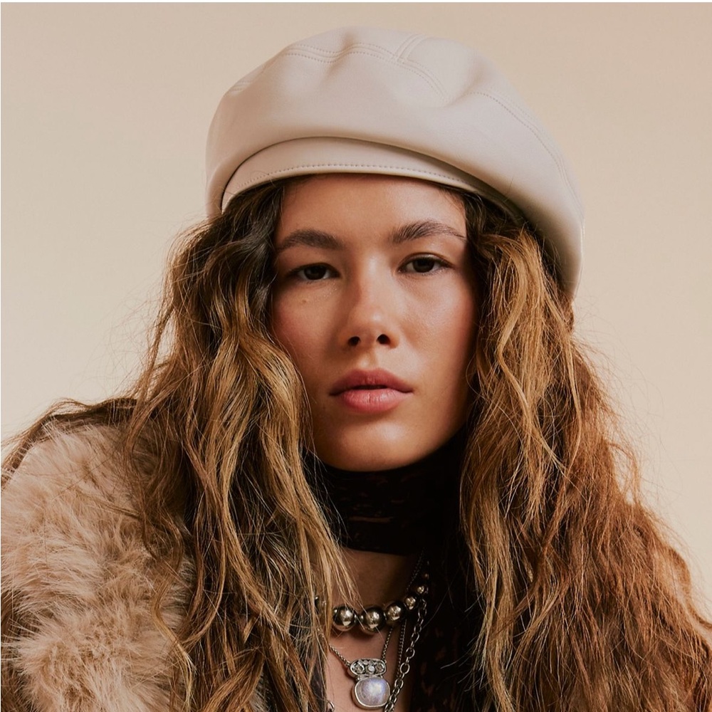 Ginger Vegan Leather Beret NWOT